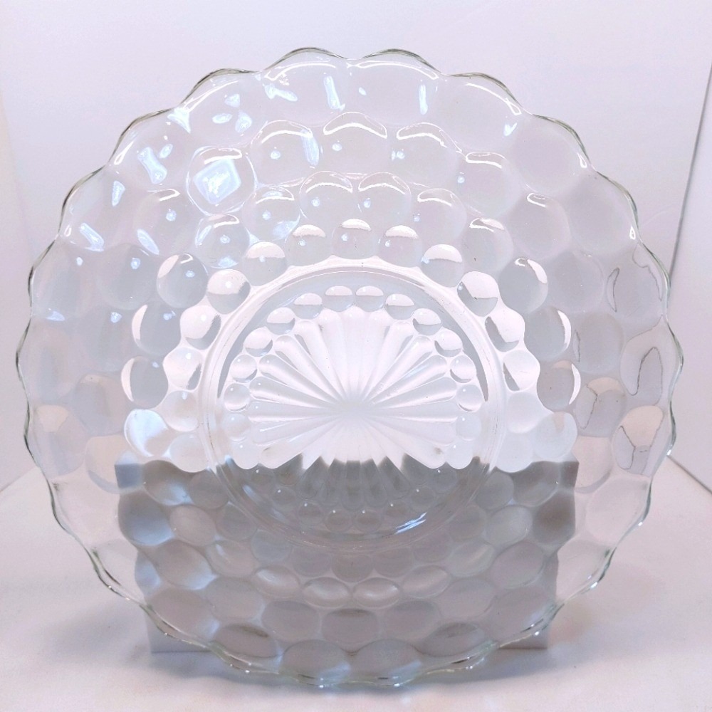 Vintage Anchor Hocking Bubble Glass Clear‎ Serving Plate - 10 inch Diameter
